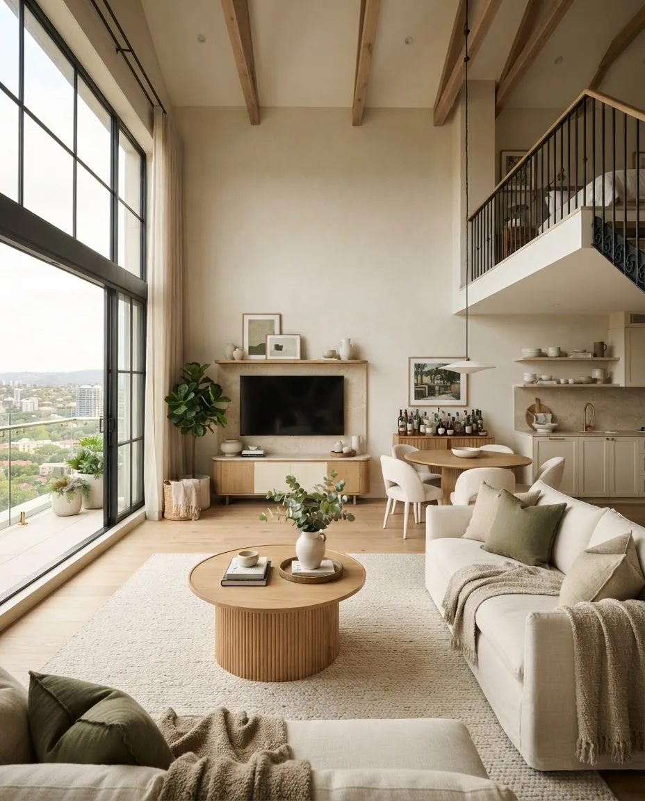 The Loft room with an open-plan lounge and dining space